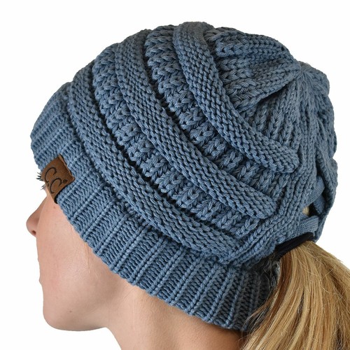 CC Ponytail Gorro Sombrero Suave Elástico Cable Tejido Panel Alto Cola de Pony C.C ¡Gorro! - Imagen 186 de 393