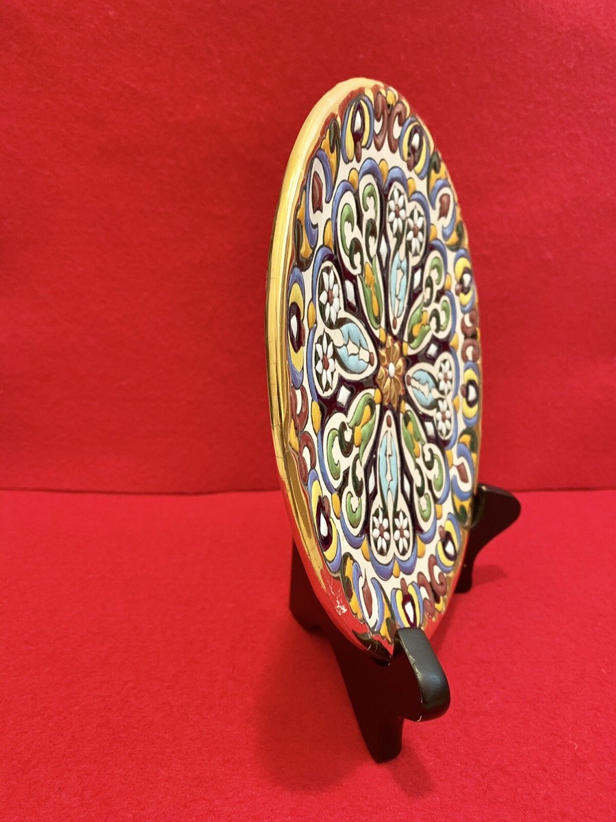 Ceramicas Sevilla Spain Moorish Ceramic Plate 24K Trim Esmaltado a