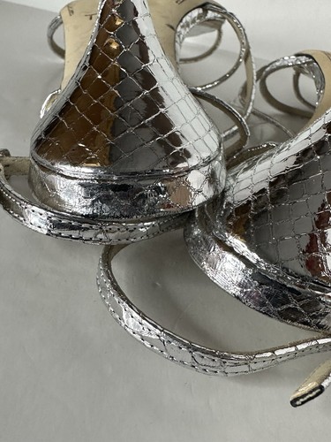 Theory 2” kitten heel sling back Python print silver sandals Size 41 - Picture 4 of 7