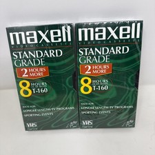 Maxell 8 Hour T-160 VHS Sealed Standard Grade Blank Video Cassette Tape Lot Of 2