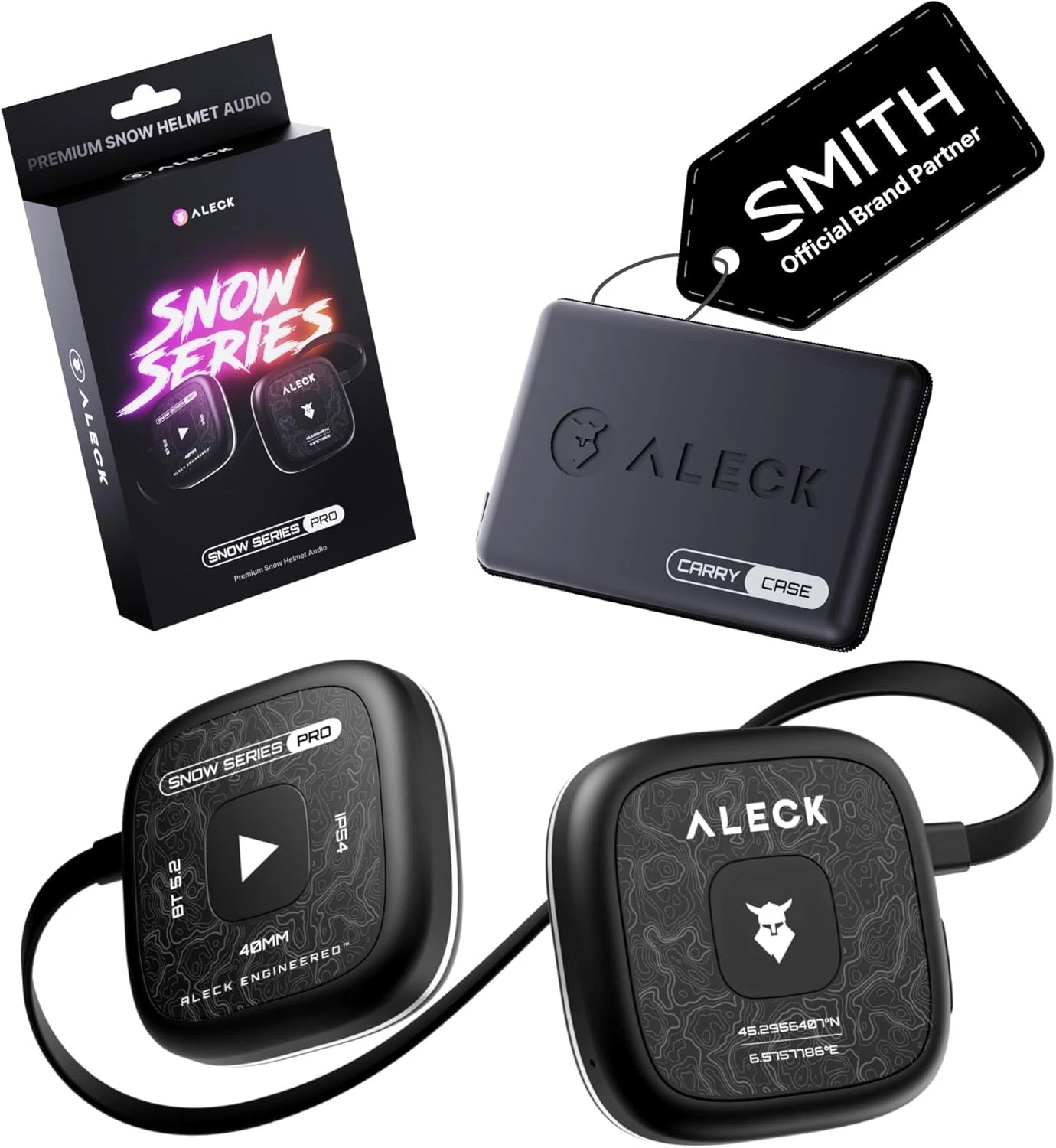 ALECK Snow Series Pro Bluetooth Ski Helmet Speakers Mic Glove Friendly Black
