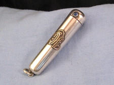 ANTIQUE DUTCH SILVER GOLD SAPPHIRE CIGARETTE HOLDER NEEDLE CASE TRINKET PILL POT
