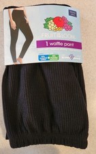Fruit of the Loom Women's XS 0-2 Waffle Thermal Pants BLACK Pants 10725