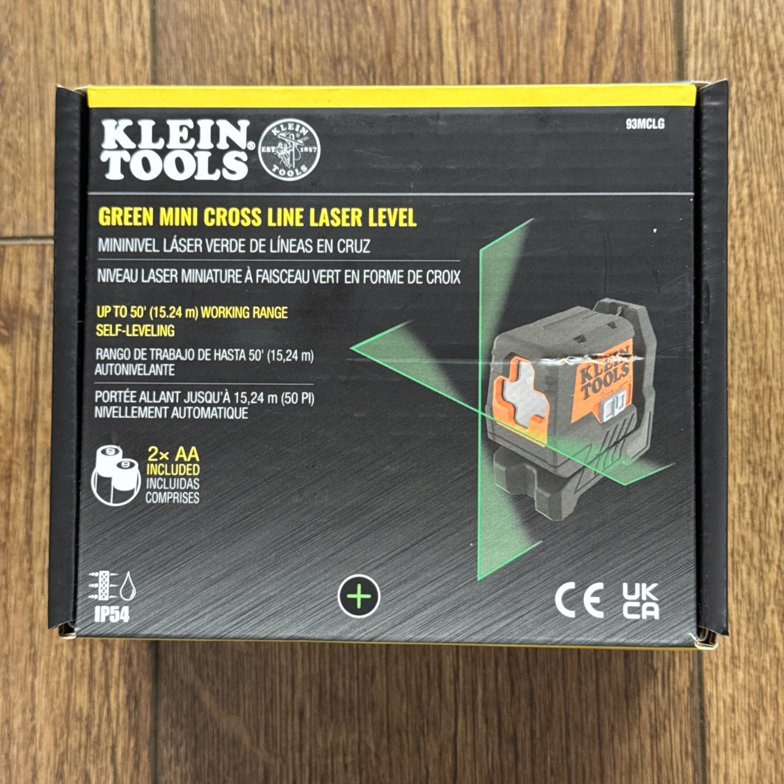 Klein Tools 93MCLG Green Mini Cross-Line Self-Leveling Laser Level, 50-Foot, NEW