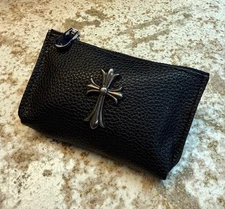 Black Leather Chrome Hearts Wallet / Card Holder, Affordable Limited Time Deal