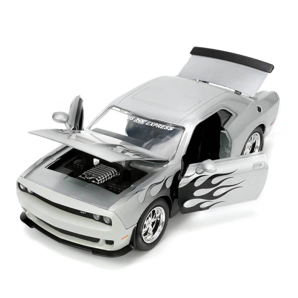 Jada 1:24 2015 Dodge Challenger SRT Hellcat Silver W/ Black Flames