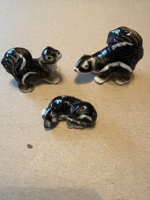 Skunks Mini Figurines Bone China Bradley Vintage Japan 3 Pieces Fairy Free Ship