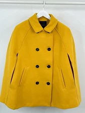 TALBOTS NWT Wool Blend Classic Pockets Size M/L Mustard Yellow Gold Women Cape
