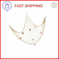 Natural Fishing Net Decor with Shells 79 Inch Beach Theme Decor for Party Home B