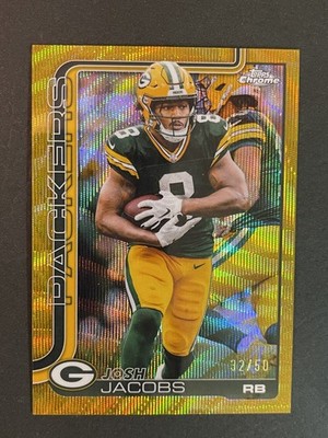 2025 Topps Chrome /50 Gold Laser Josh Jacobs Green Bay Packers