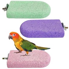 3 PCS Bird Perches Calcium Parrot Perch Stand Bird Beak Grinding Stone Foot C...