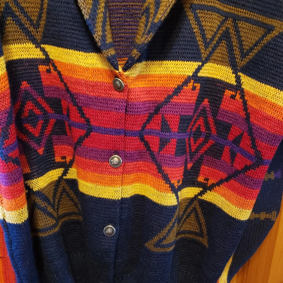 De Colección Pendleton Western Wear Cárdigan Suéter Chal Cuello Azteca Doble Etiqueta M Foto 2 de 4
