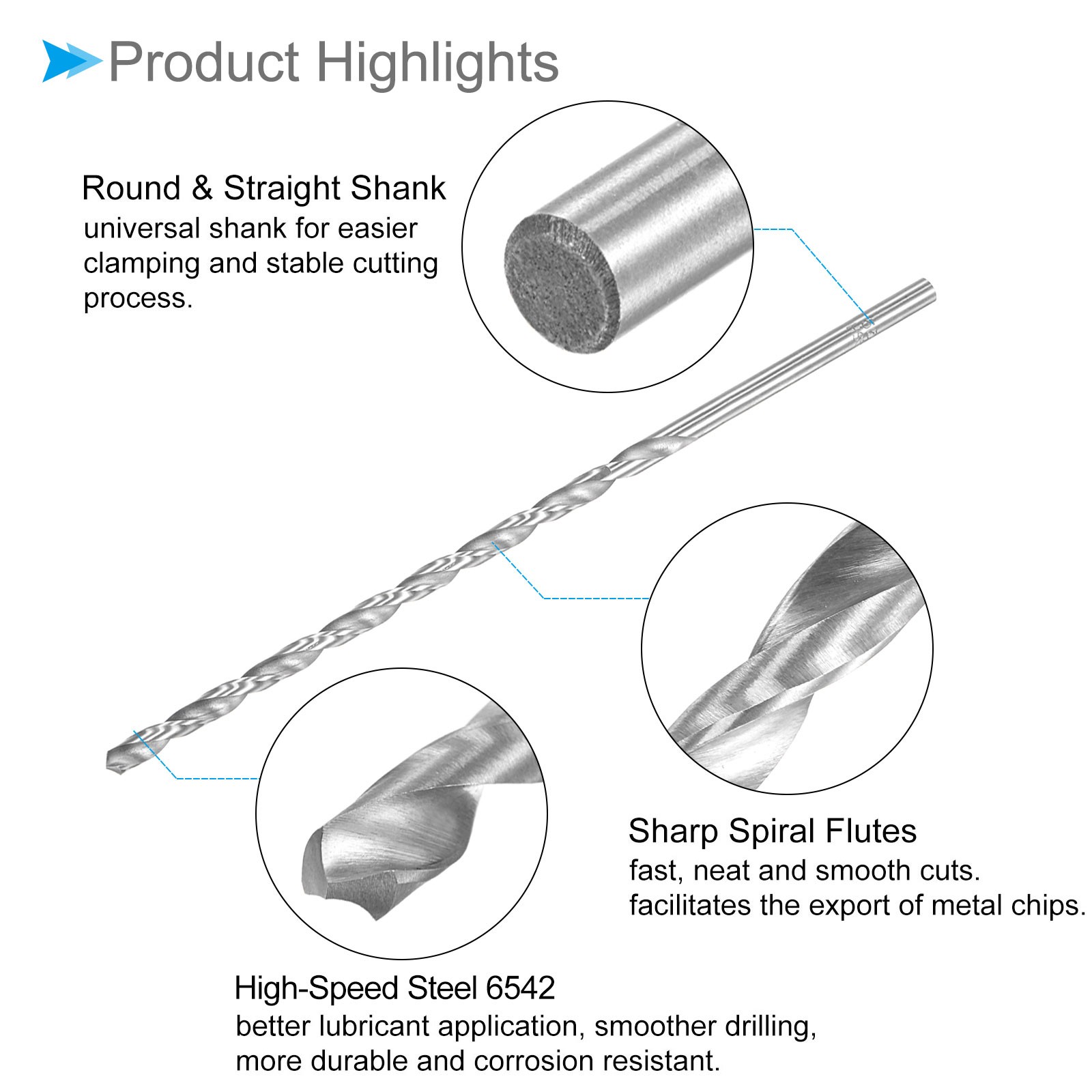 2pcs Extension High Speed Steel Straight Jobber Drill Bits 5.5mm Dia 200mm Long