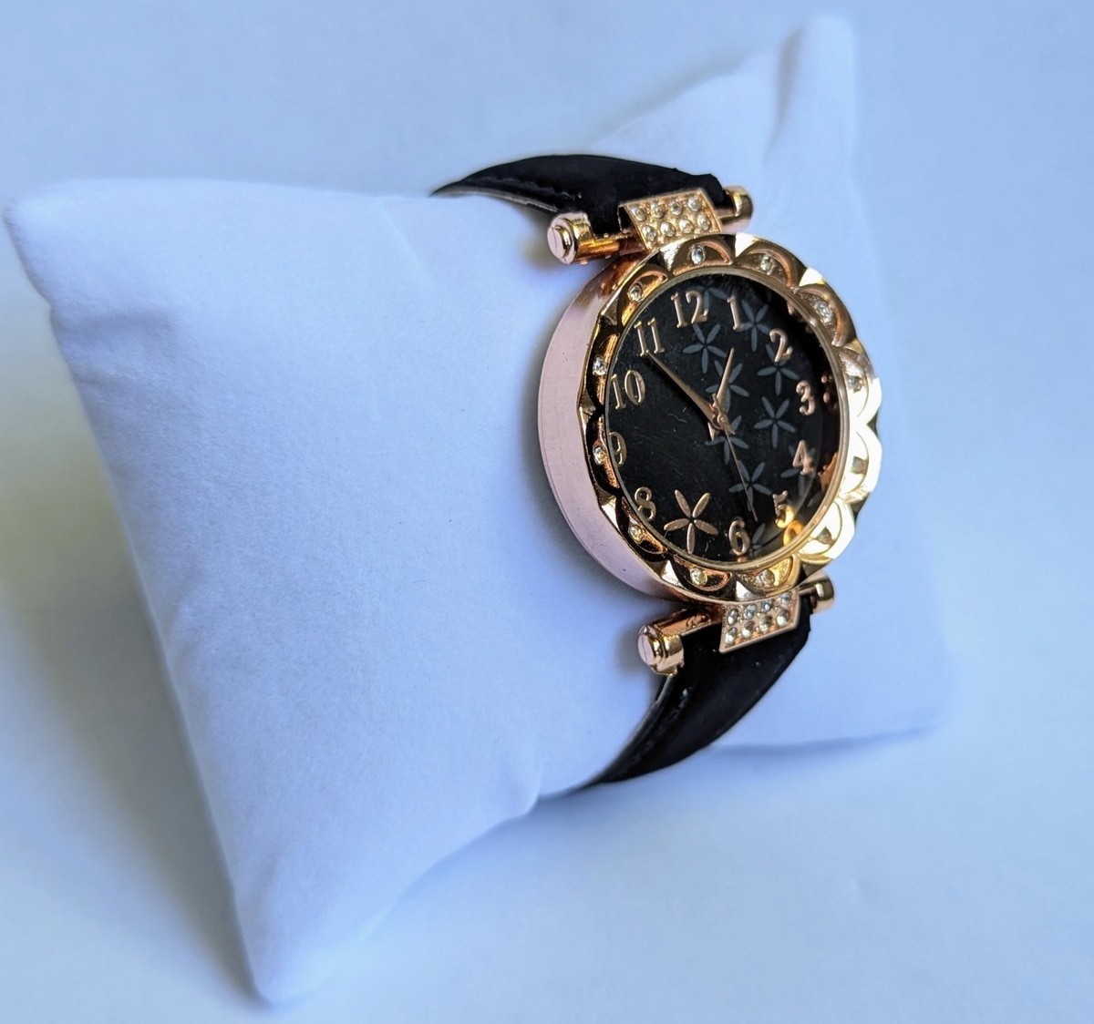 Elegant Gold and Black Watch with Crystal Details | eBay