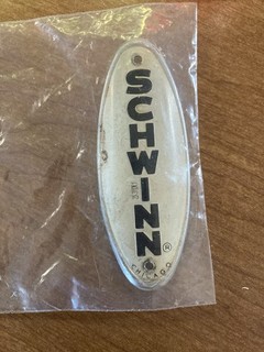 Vintage Schwinn Bicycle Head Badge Chicago Oval Stamped 2301 (August 18 1981)