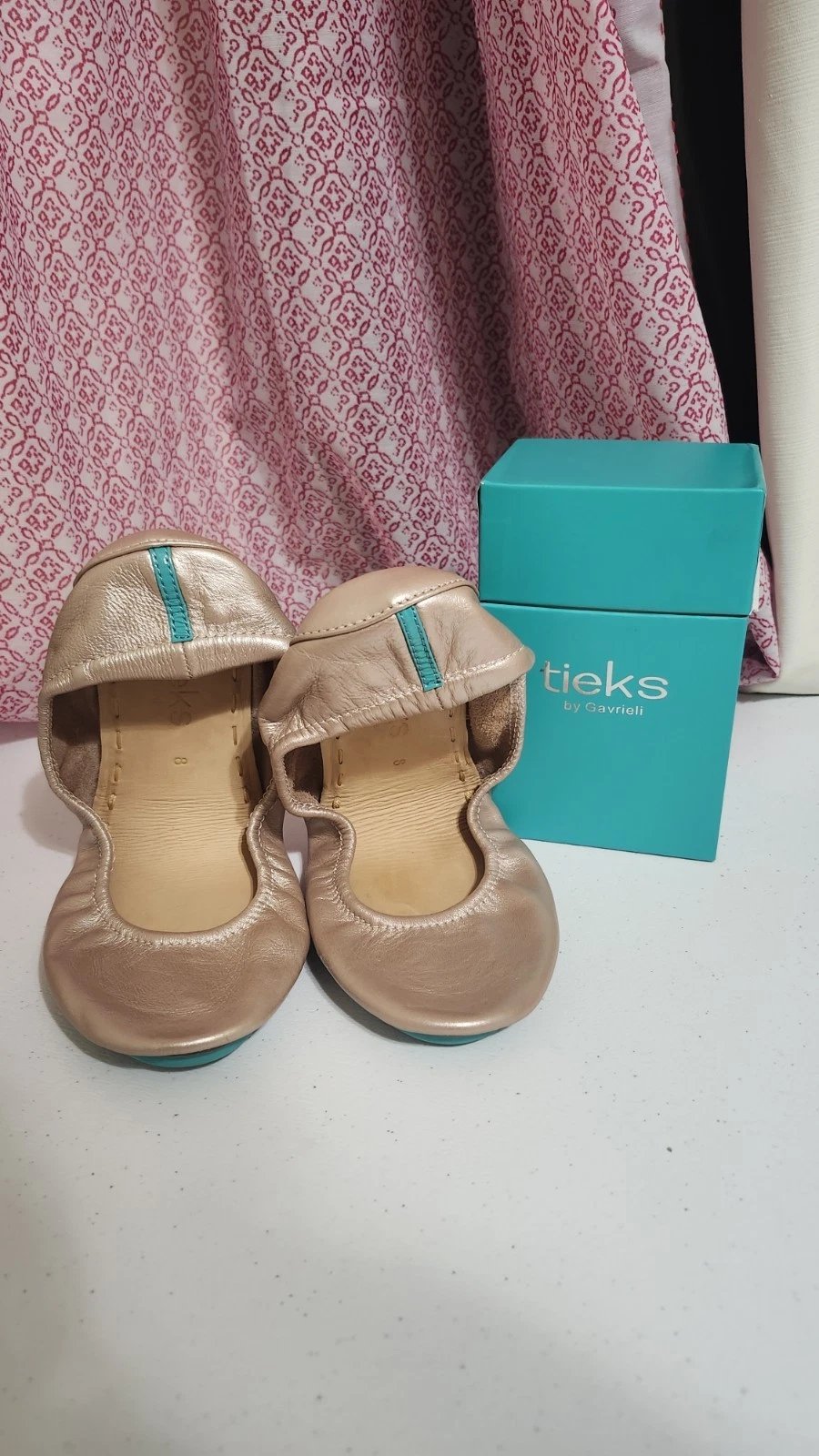 Tieks Size 8 Rose Metallic Pink Ballet Flats Shoes Foldable Travel