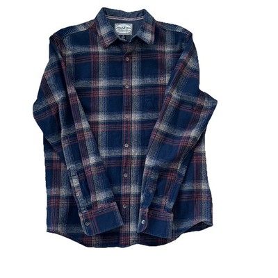 Flag And Anthem Flannel Men s M 100% Cotton Red White And Blue Shirt Preppy