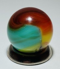 Akro Agate Co Blended Tri Color Corkscrew/patch Marble .62 In Mint Condition