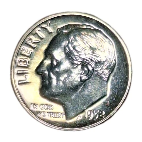 Tough Find 1952 Roosevelt Proof Dime UNC Toning Light Scratch Marks Nice Looking