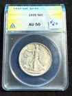 1935 WALKING LIBERTY HALF DOLLAR ANACS AU 50 872
