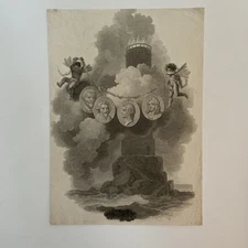 Antique engraving 1806 Pharos of Alexandria Lighthouse of Alexandria - putti 