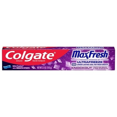 4 pk Colgate MaxFresh Knockout Toothpaste With Breath Strips 6.3 oz Exp. 2027