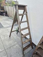Vintage Wooden Folding Painters Step Ladder Retro DIY Display Rustic Decor 2