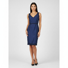 Prada Womens Navy 100% Silk Satin Pencil Dress Size IT 38