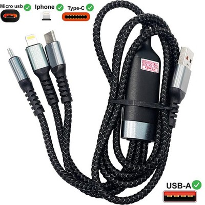 3in1 micro USB Schnell Ladekabel 100W kompatibel für Leagoo Lead 3 MTK6582