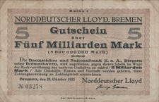Bremen -  Norddeutscher Lloyd  -  5 Milliarden Mark  -  Reihe 1