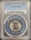 PCGS 1947 MS65 Washington Silver Quarter