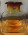 Blenko Glass Amberina Square Double Pourer Vase, Decanter 8" Signed, 2012