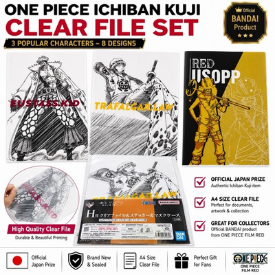 #ad ONE PIECE Ichiban Kuji Clear File Set Eustass Kid Trafalgar Law Usopp A4 Japan $9.98
