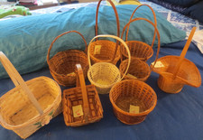 Lot of 9 Wicker Baskets Various Sizes, Shapes...
