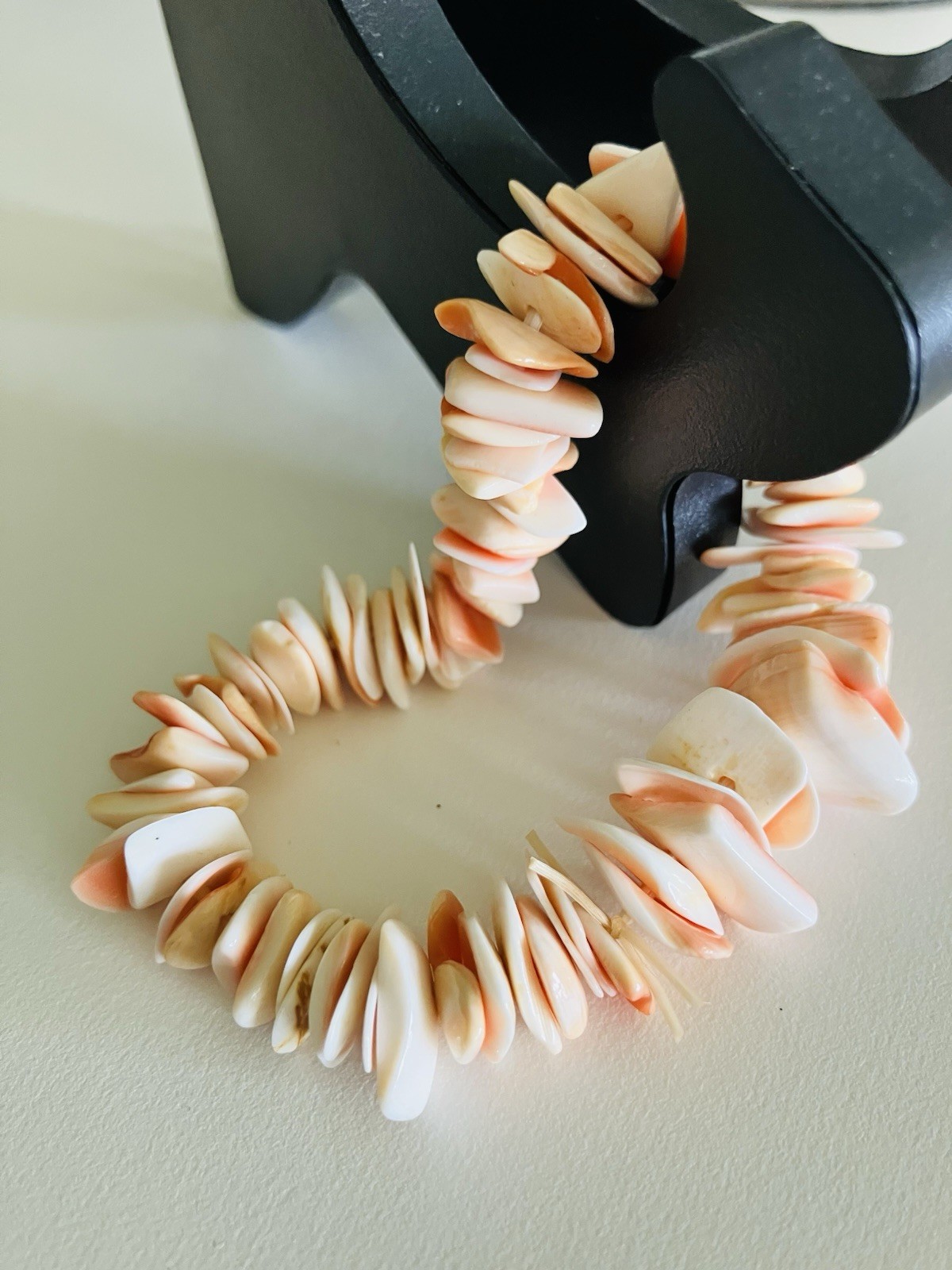 Vintage Pink Puka Shell Stretch Bracelet from the 70’s