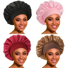 Satin Bonnet Silk Hair for Sleeping- 4 Pack One Size, Set F