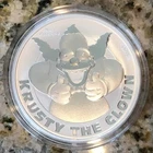 2020 1 Oz Silver $1 Tuvalu KRUSTY THE CLOWN SIMPSON BU Coin In Capsule