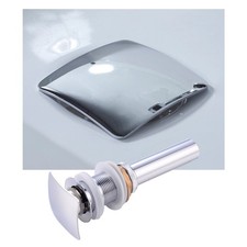 Square pop up drain without overflow chrome for risen bathroom vessel sink un...