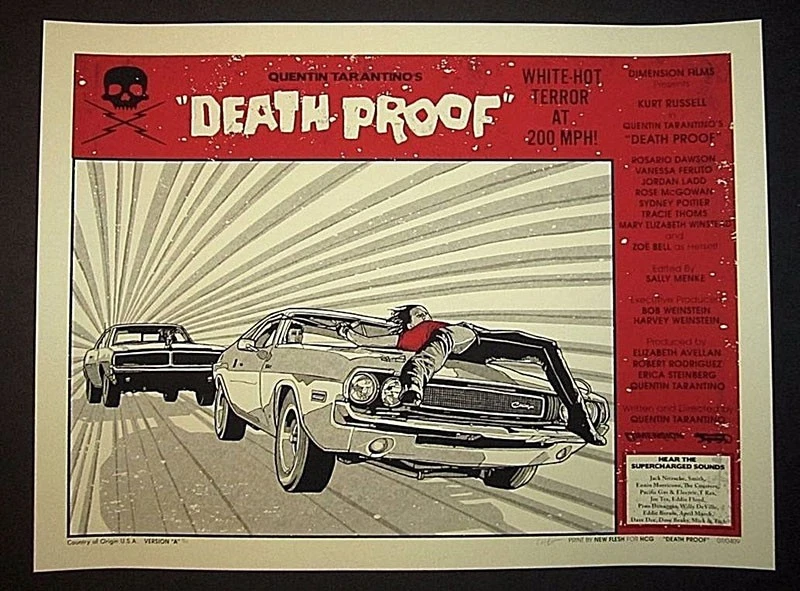 This retro poster features both Death Proof cars.