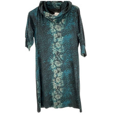 AGB Dress Womens Small Green Snakeskin Print Stretch Cowl Neck Lined Ladies