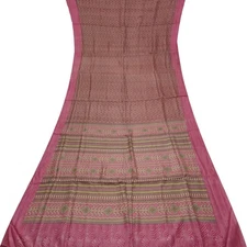 Namaste Vintage Pink Sarees 100% Pure Silk Printed Indian Sari 5YD Craft Fabric