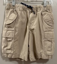 Polo Ralph Lauren Boys Khaki Cargo Shorts Sz 10 Drawstring Pockets Preppy Hiking