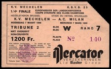 Ticket 1990 KV Mechelen vs. AC Mailand UEFA Champions Cup 21664