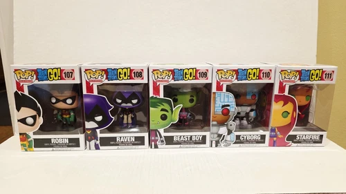 🔥Funko Pop Teen Titans Go! Set Robin Raven Beast Boy Starfire Cyborg #107-111