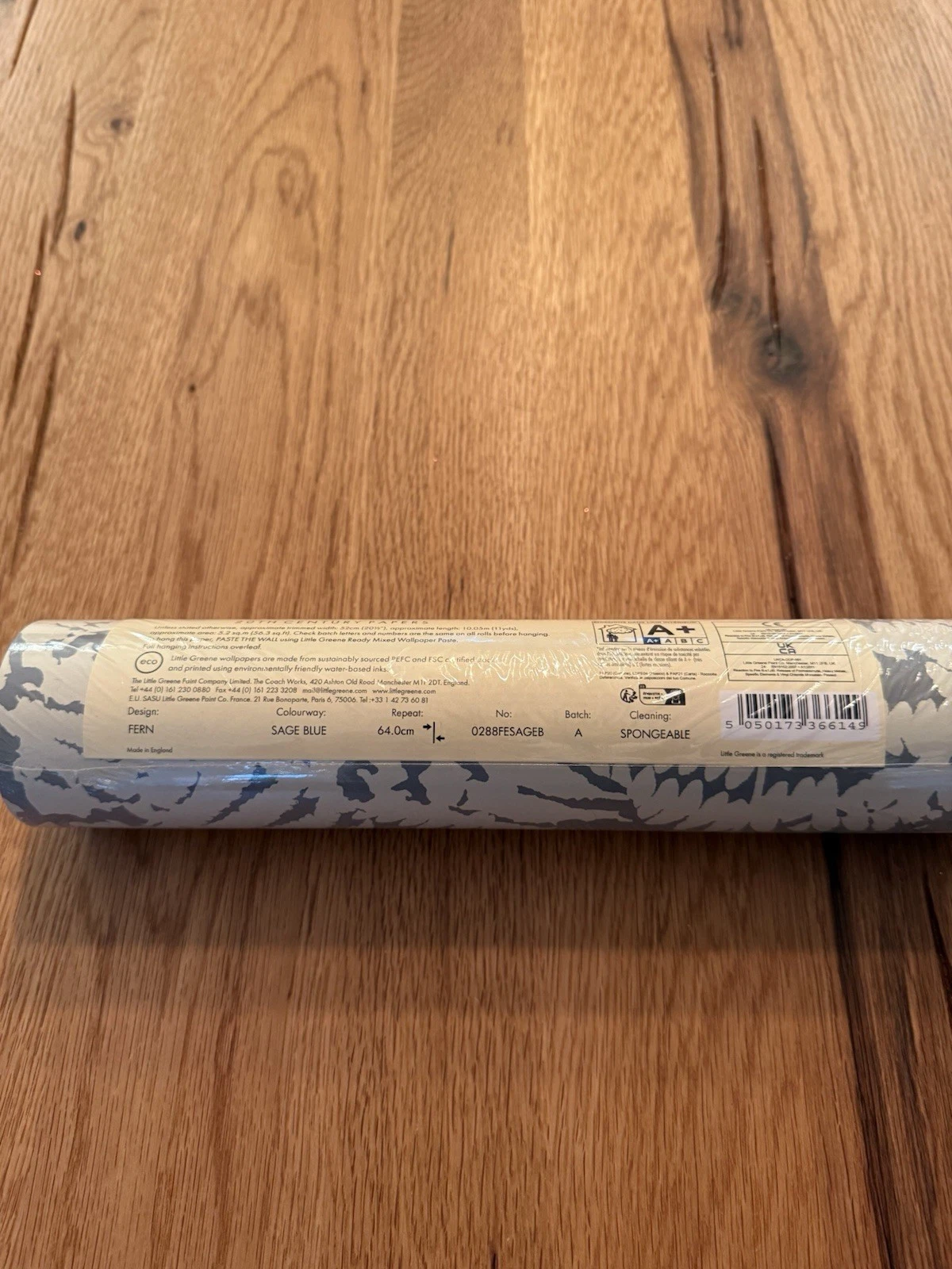 1 Roll Little Greene Wallpaper Fern Sage Blue 0288FESAGEB 10m x 52cm - Brand New 4