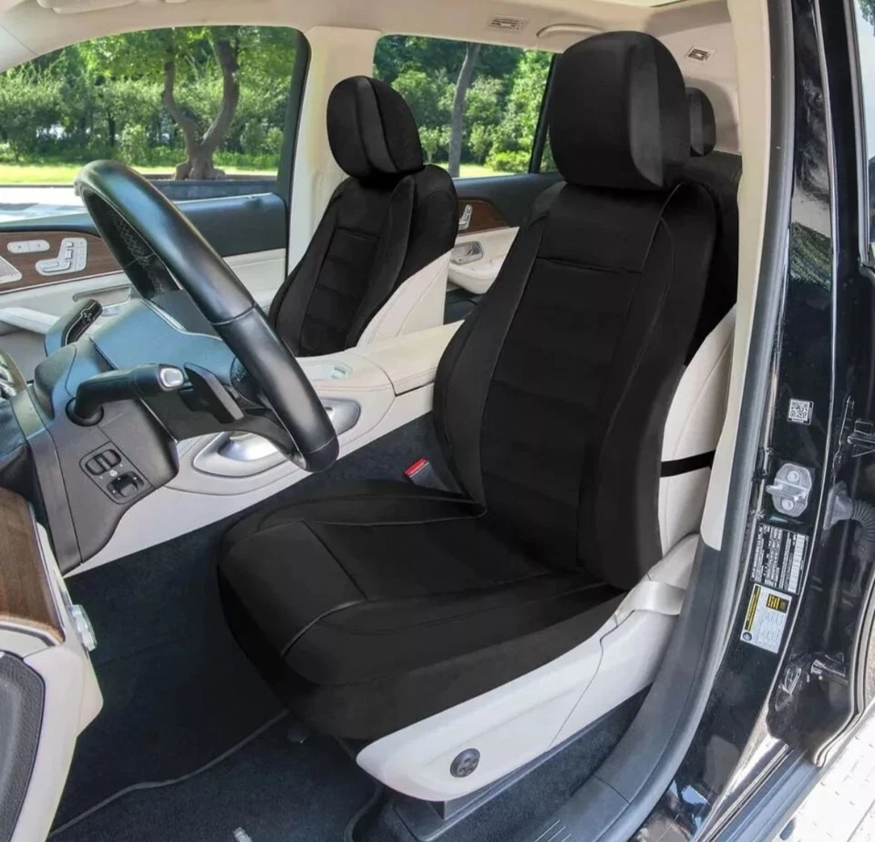 Fundas de asiento de cuero ecológico negro premium 9 piezas para todos los vehículos Mercedes-Benz Foto 3 de 4