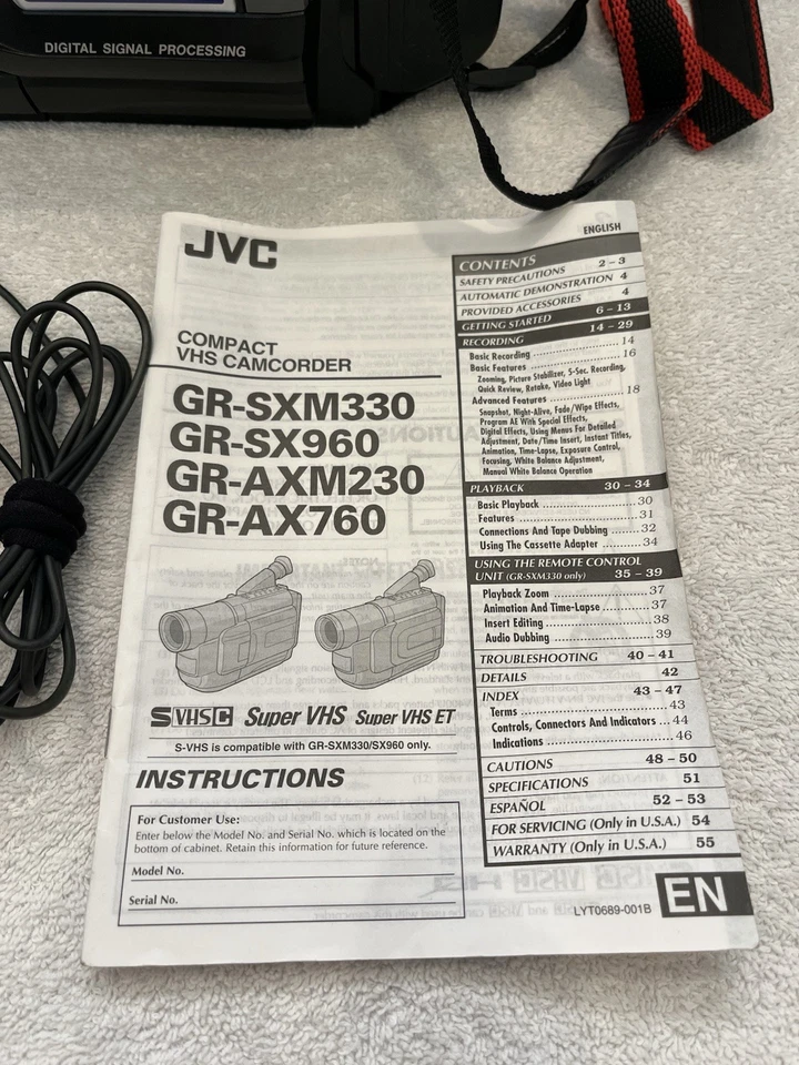 JVC GR-AX760U Compact VHSC Video Camcorder Manual Power Cord Tested/Works READ - Image 2 of 4