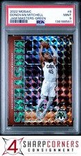 2022 PANINI MOSAIC JAM MASTERS GREEN PRIZM #8 DONOVAN MITCHELL POP 1 PSA 9