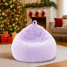 Stuffed Animal Storage Bean Bag Chair Cover No Filler Large Purple PV Fleece