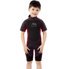 Trespass Kids Milo 3mm Back Zip Surf Surfing Shortie Wetsuit - Black